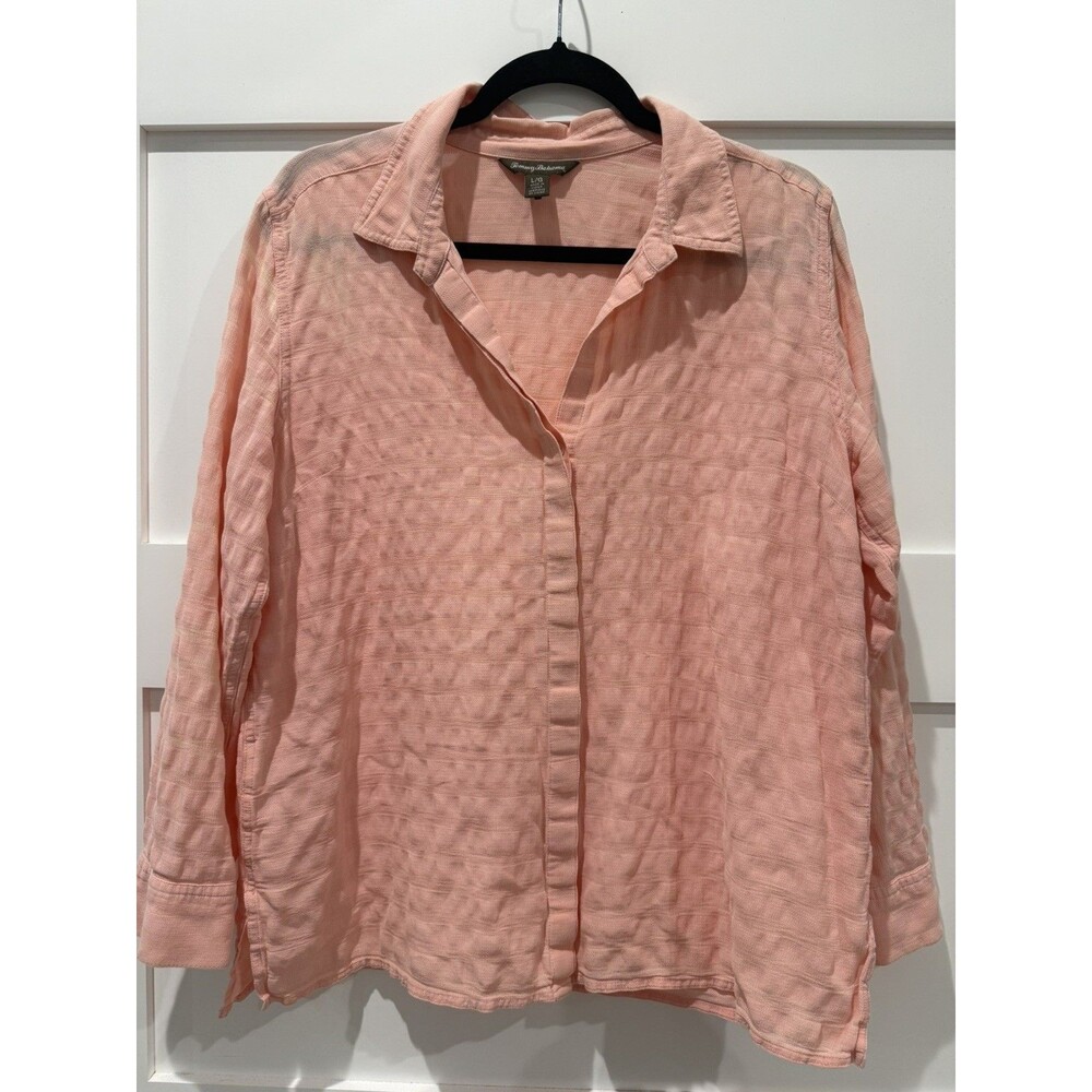 Tommy Bahama Top Womens  button up size large Pink Long Sleeve Cotton - Picture 8 of 10